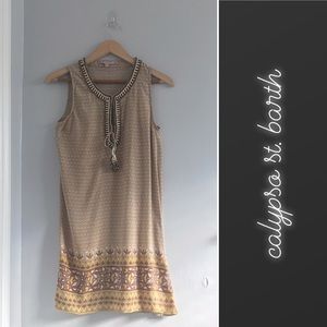 Calypso St. Barth Floral Beaded Silk Shift Dress